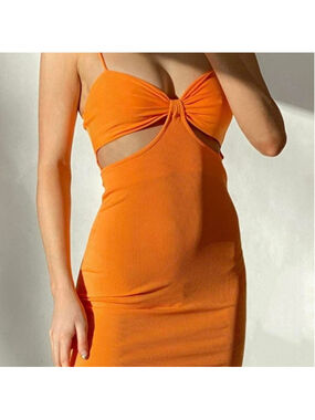 Women's Princess Polly Orange Ribbed Cut-Out Mini Dress Size 2